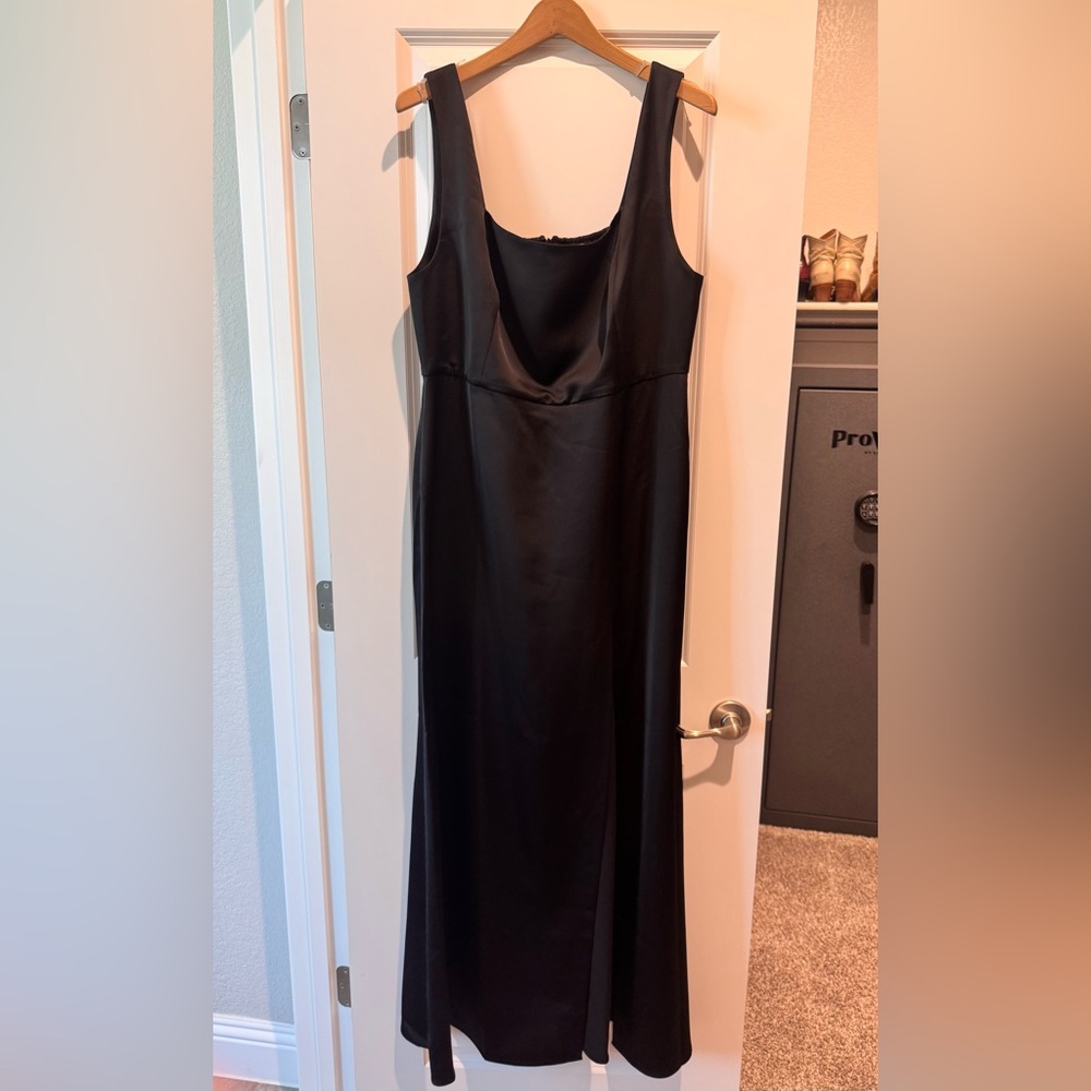 BHLDN Anthro Square Neck Stretch Black Formal Dress XXL